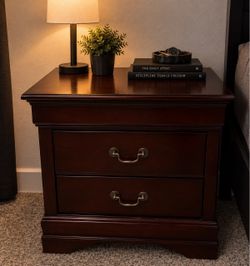 Cherry Wood 2-Drawer Nightstand