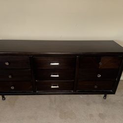 Dark Wood 9 Drawer Dresser