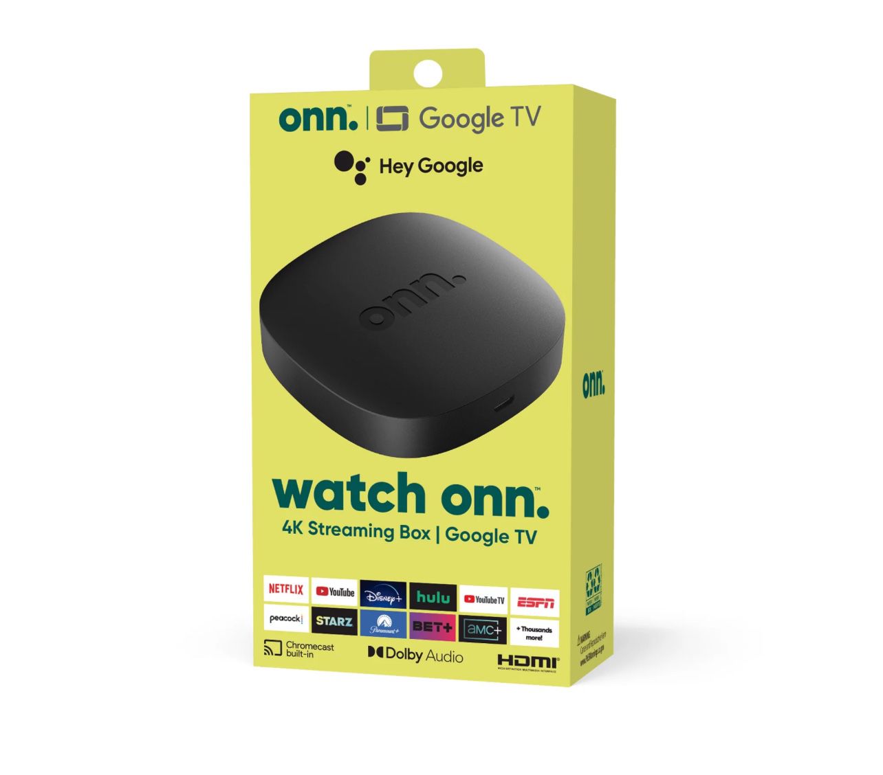 onn. Google TV 4K Streaming Box Chromecast Netflix Certified Bluetooth