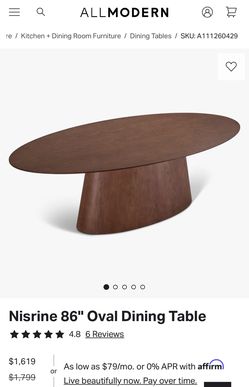 86” oval dining table