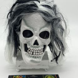 Neon Skull Mask With Hair Funworld Easter Unlimited Glows In Black Light New