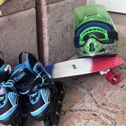 Sports Gear, Roller Blades, Motocross Helmet, Skateboard