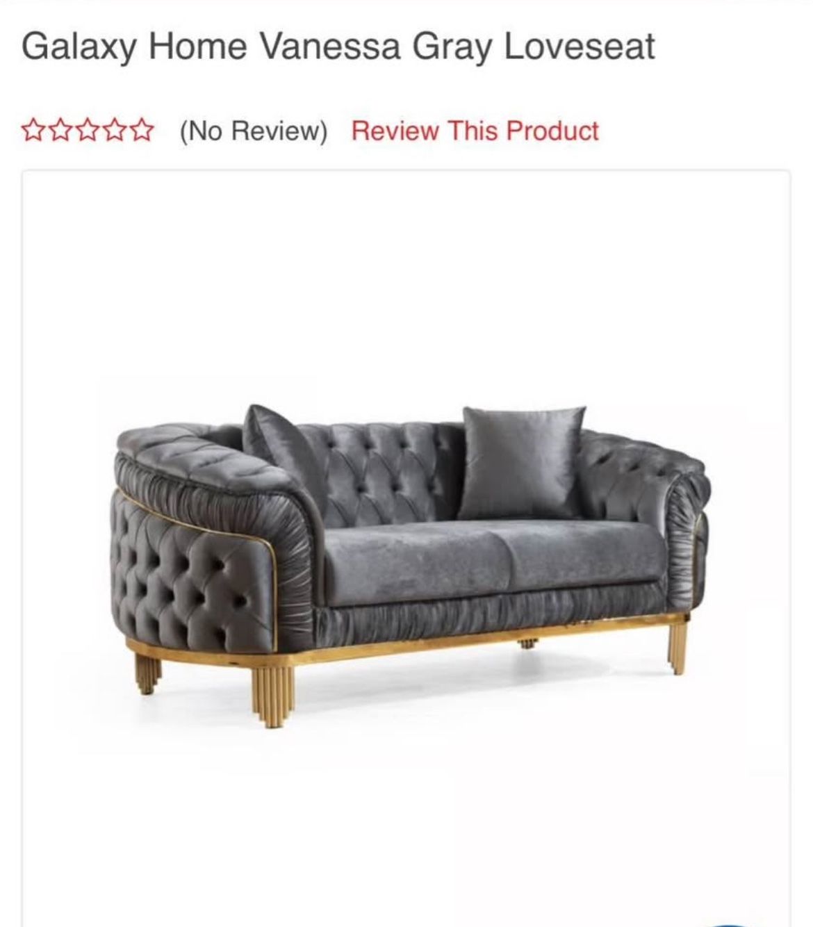 Galaxy Home Vanessa Gray Loveseat