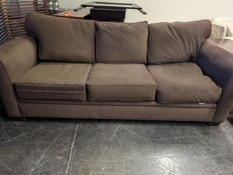 Comfortable Muted Brown Three-Seater Sofa