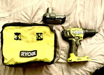 Ryobi Power Drill And Battery W/Bag