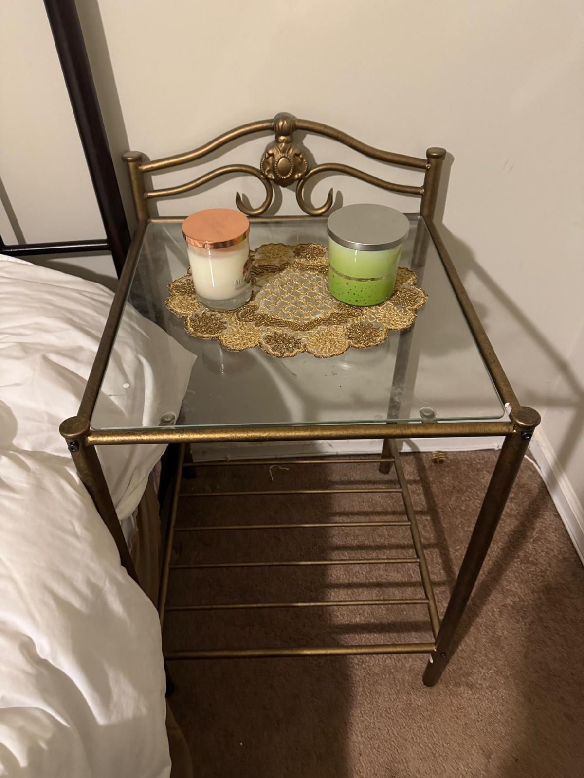 Gold And Glass End Table/nightstand