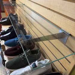 Glass And White Shelves With Slatwall Brackets Or Alone