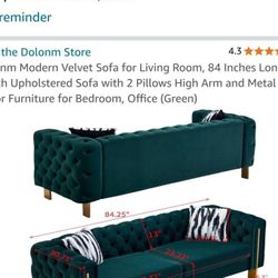 Velvet  Sofa In Excellent Condition 