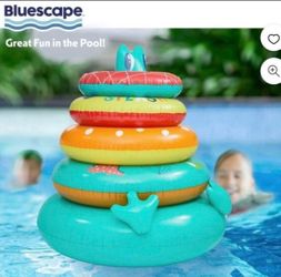 INFLATABLE TOSS GAME Bluescape 5 piece Float Seto Child Ring Toss MultiColor Unisex Pool Game 63inL×60 H