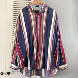 Vintage 90’s CHAPS Ralph Lauren Multicolored Striped Button Up Long Sleeve Shirt