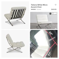 Off White Director Style Accent Chair