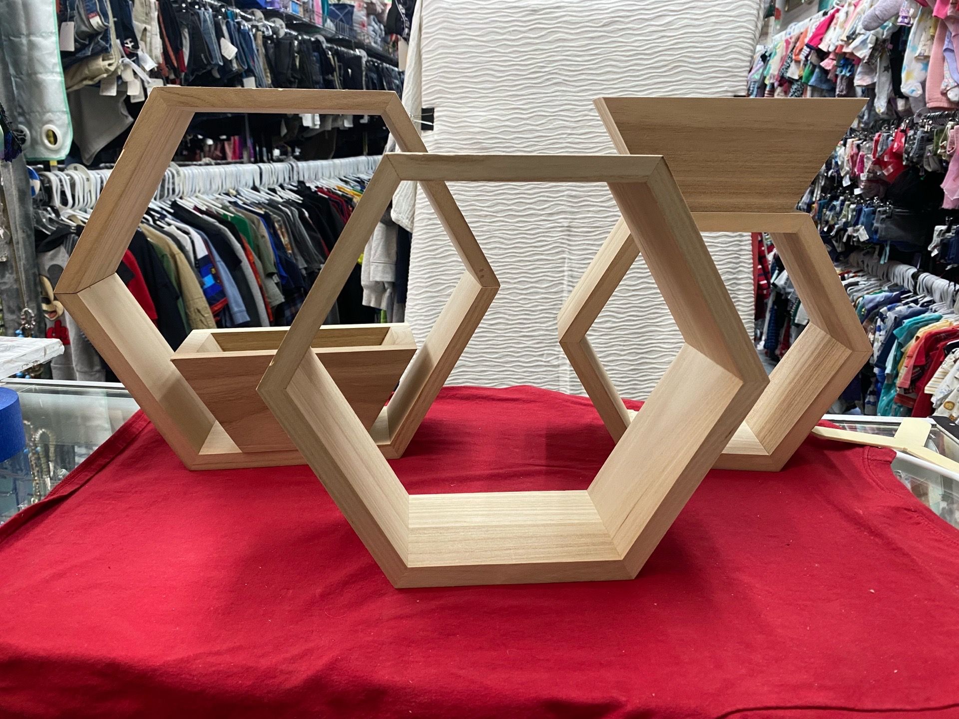 Bamboo Hexagon Floating Shelves