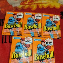 Donruss 1990 Baseball Puzzle and
Cards 5 Packs