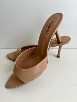 Nude mules , pointed , open toed high heel /Amazon fashion-new in box