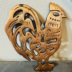 Odi 1995 Brass Rooster Trivet - Wall hanging - $5 
