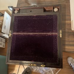 Antique Portable Wooden Writing Desk with Brass Fittings