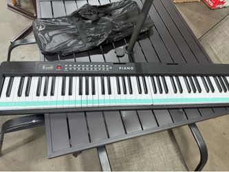 88 Key Folding Piano Keyboard, Portable Full Size Semi-Weighted Electric Digital Piano | With Lighted Keys, MIDI, Microphone, Music Stand, Sustain Ped