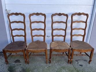 Set Of 4 Antique LadderBack Dining Chairs