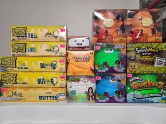 Squeeze SQUISHY Squeezy TOYS Ducks BUTTER Peach CHEESE  Carrot  CAT