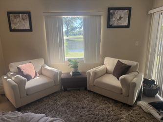 Two Arm Chairs With Storage Ottoman 400$