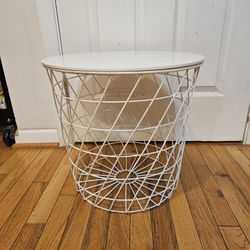 IKEA Kvistbro 17x16 1/2" White Metal Storage Nightstand Table 