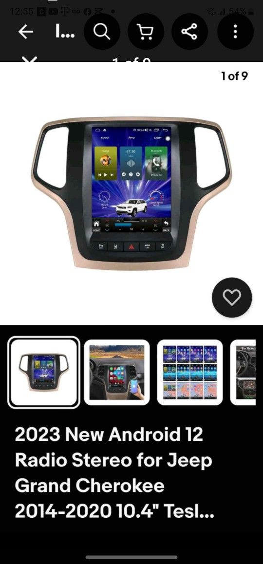 2023 New Android 12 Radio Stereo for Jeep Grand Cherokee 2014-2020 10.4" Tesla Style Car in-Dash GPS
