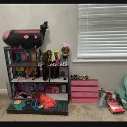 Lot Of LOL Dolls, Dollhouse, Car And Plane