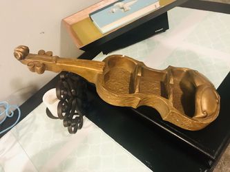 Incredible Heavy Stone Gold Violin Decor