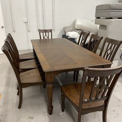 New Brown Dining Room Table And Chairs