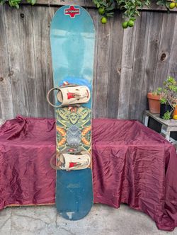 1990 's Vintage Burton Floater 59 Snowboard & Burton Bindings 