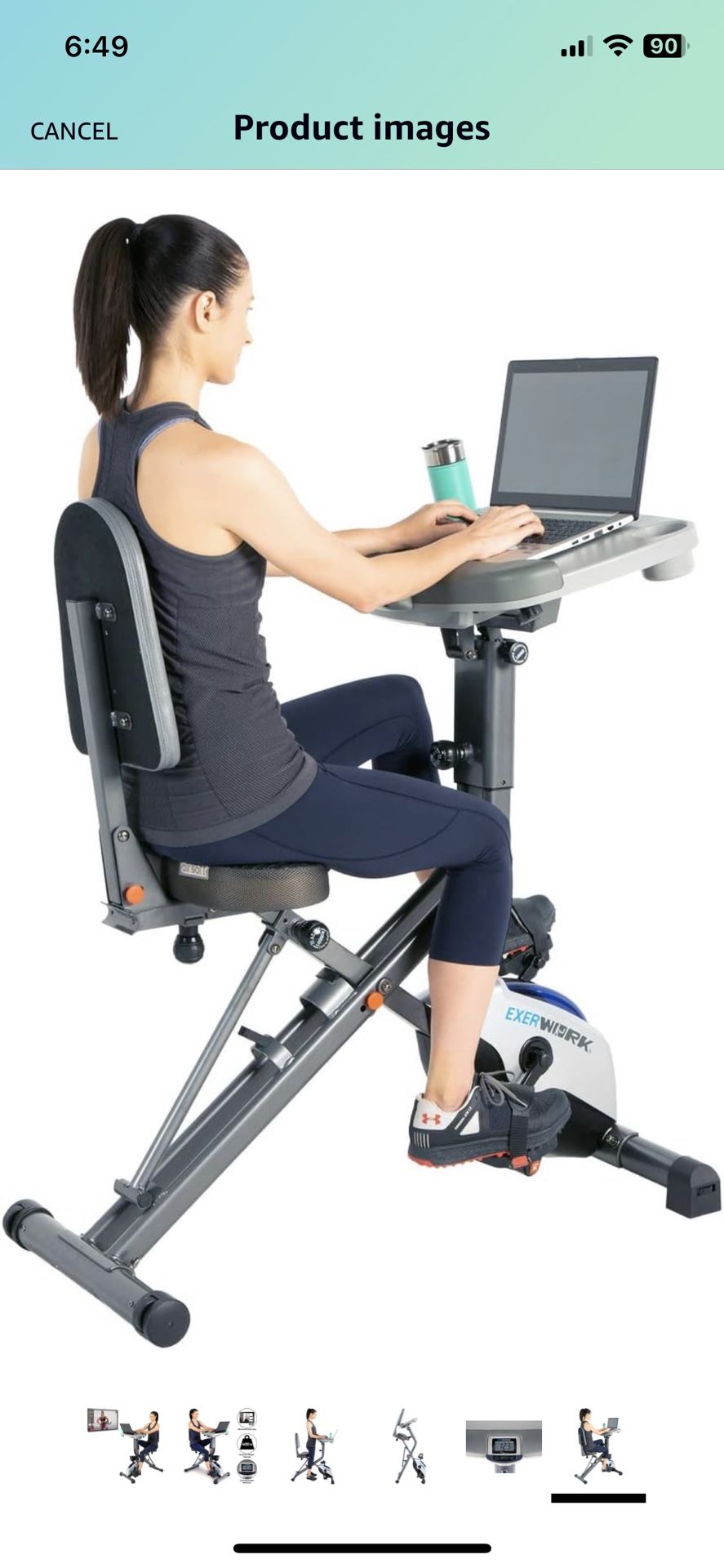 Exerpeutic ExerWorK 1000 Fully Adjustable Desk Folding Exercise Bike