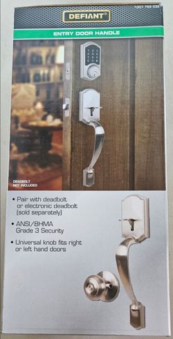 NEW!! DEFIANT Castle Satin Nickel Entrance Door Handleset with Hartford Interior