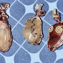 Custom Wire Wrapped rock Pendants 