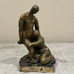 Midcentury Resin Sculpture of Man/Woman by Mystery Artist - Moses?