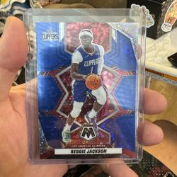 Reggie Jackson - 2021-22 Panini Mosaic - Blue Fast Break Disco #183 /85 Clippers