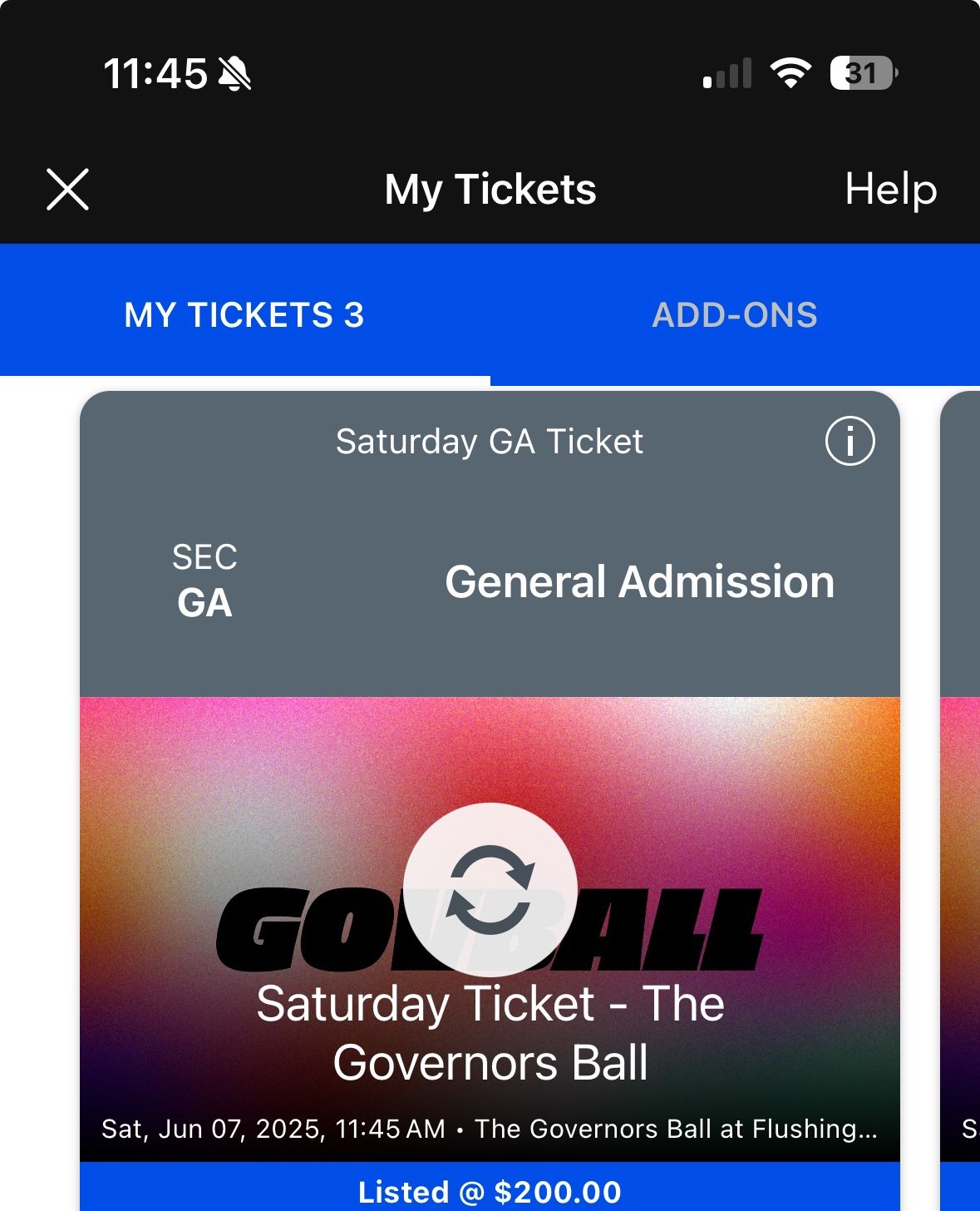 governors ball saturday pass