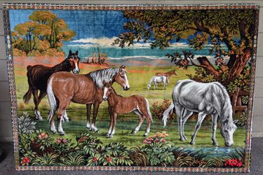 Vintage Italian Velour Tapestry