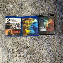 Godzilla Movie Bundle — 3 Blu-rays + 4K UHD — Great Condition