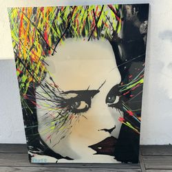 Art Work Painting Modern 80s Art Deco Colorful Women Portrait 36”x48” (Silver Lake)