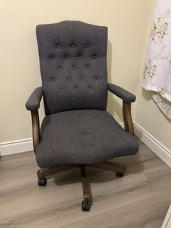 Grey Wooden Cushioned Computer Chair