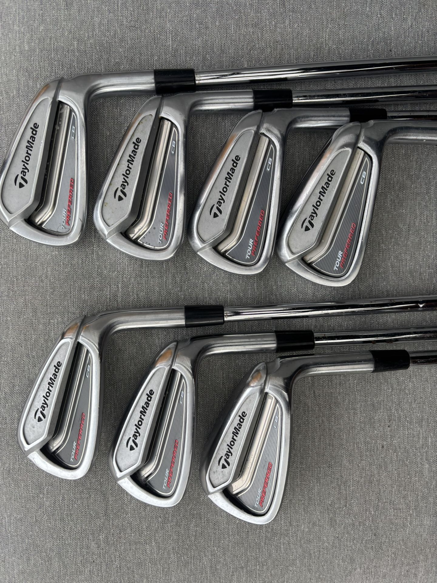 Set De Fers De Golf TaylorMade TOUR Preferred CB 5-9 + PW (6 Pièces) - Shafts Graphite TP-65 Rigide, Droitier, Occasion