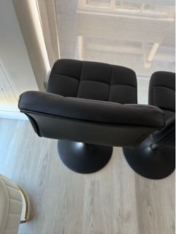2 Black Leather Bar Stools