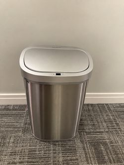 Ninestars DZT-80-35 Deluxe Automatic Touchless Infrared Motion Sensor Trash Can, 21 Gal 80L, Heavy Duty Stainless Steel Base (Oval, Silver/Brush Lid)