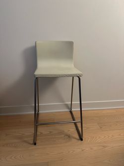 White Leather Bar Stool with Chrome Frame