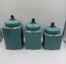 Southern Living at Home Tuscan Canister 3 Piece Set  Discontinued PERFECT COND