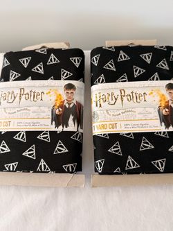 Harry Potter Deathly Hallows Cotton Fabric 1 Yard Cut x2