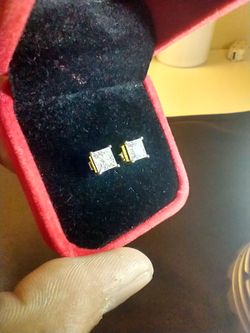 Princess Cut Moissanite Earrings silver/Gold 1.0CT