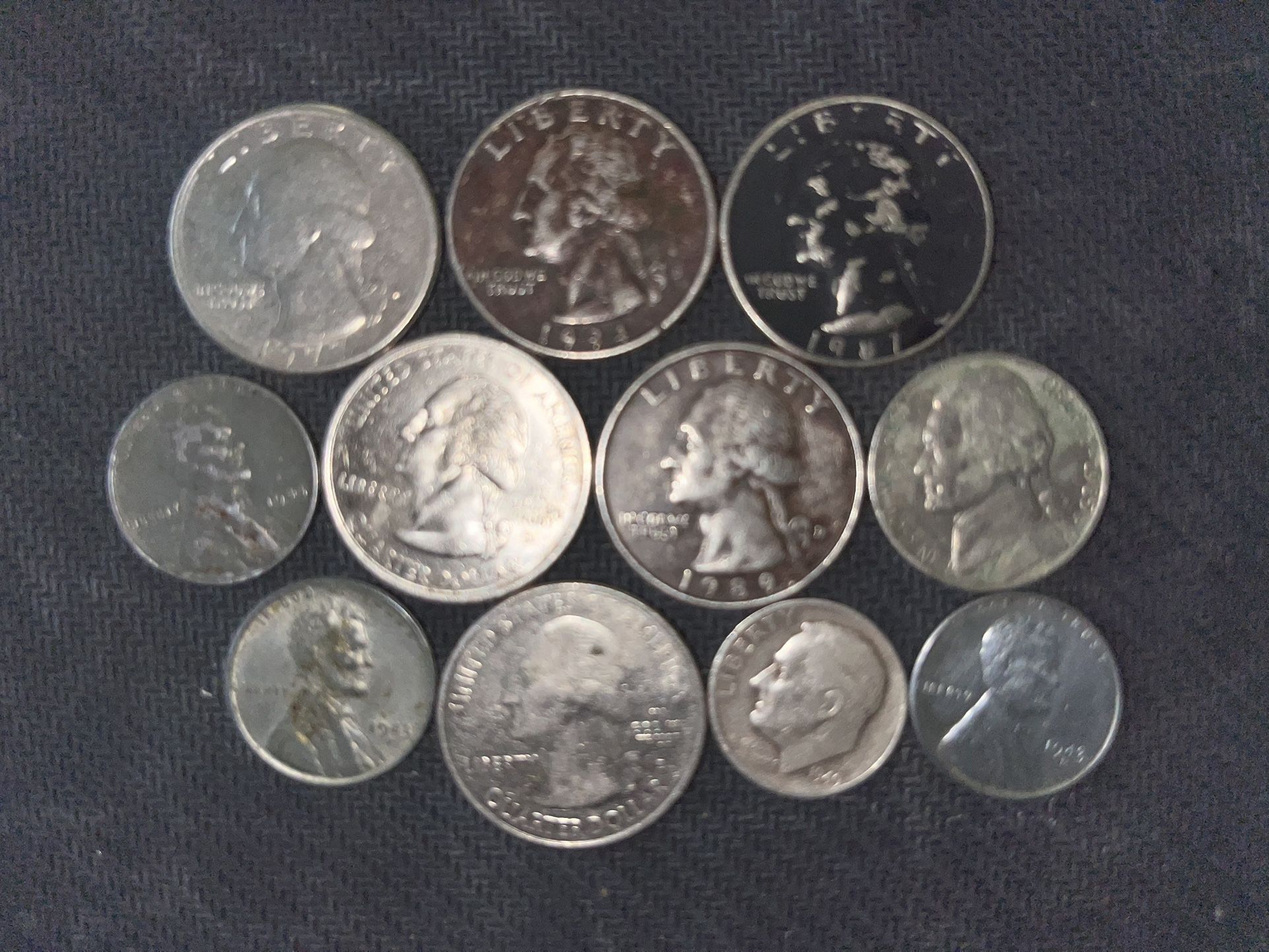 1943 Steel War Time Penny 1949 Silver Dime Misc Rare Quarters