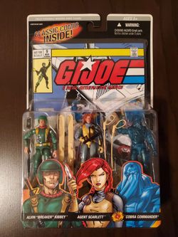 New GI Joe 2005 Scarlett V4 / Cobra Commander V23 / Breaker V3 Comic Book 3 Figure Pack