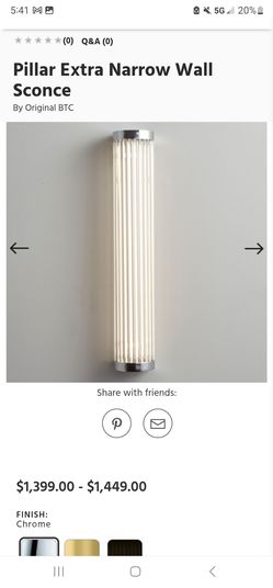 pillar extra narrow wall sconce dp7212/40/cp/led